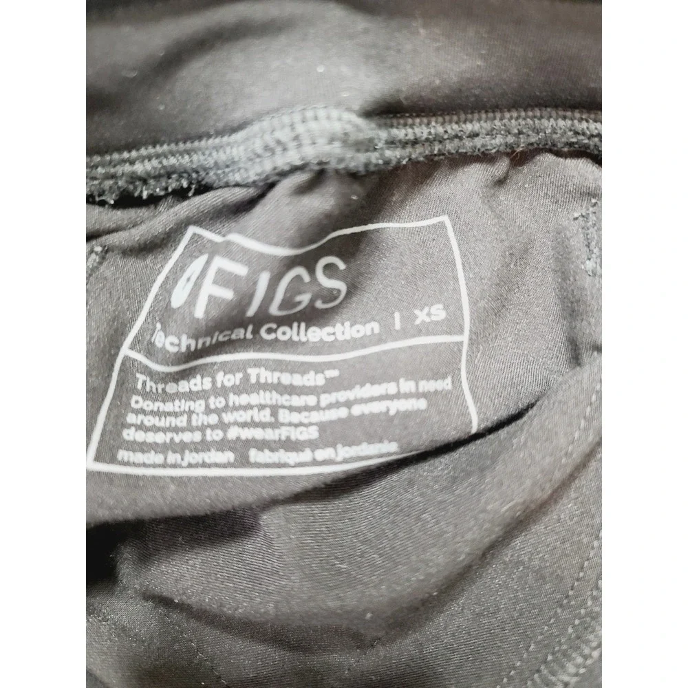 Figs‎ HW Yola Scrub Pants, drawstring waistband stretchy Women, Size XS Black.